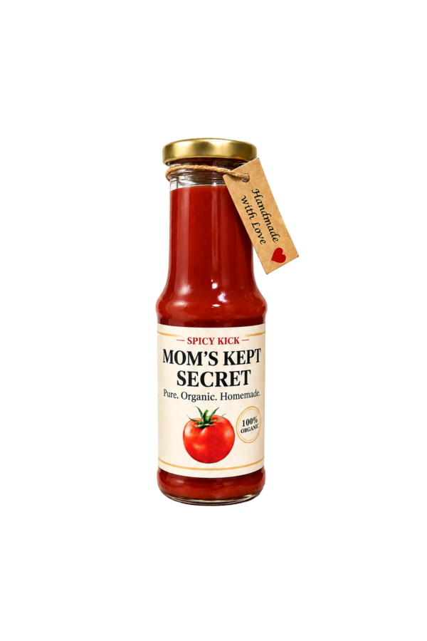 Mom's Kept Secret Spicy Kick ketchup bottle